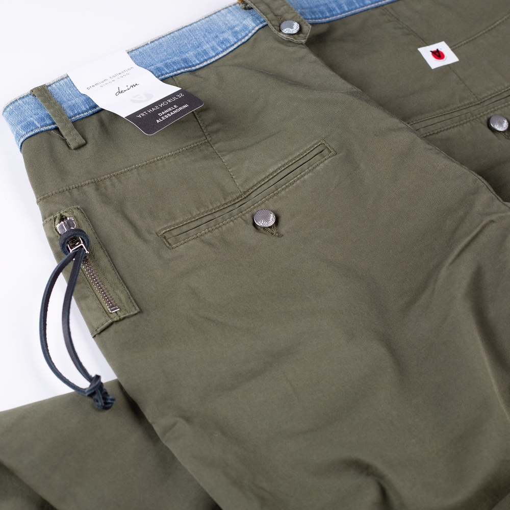 Daniele Alessandrini Military Green Cut and Sew chino pants - Picture 3 of 11